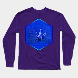 Lionfish on Blue Hexagonal Bubblewrap Pattern Long Sleeve T-Shirt